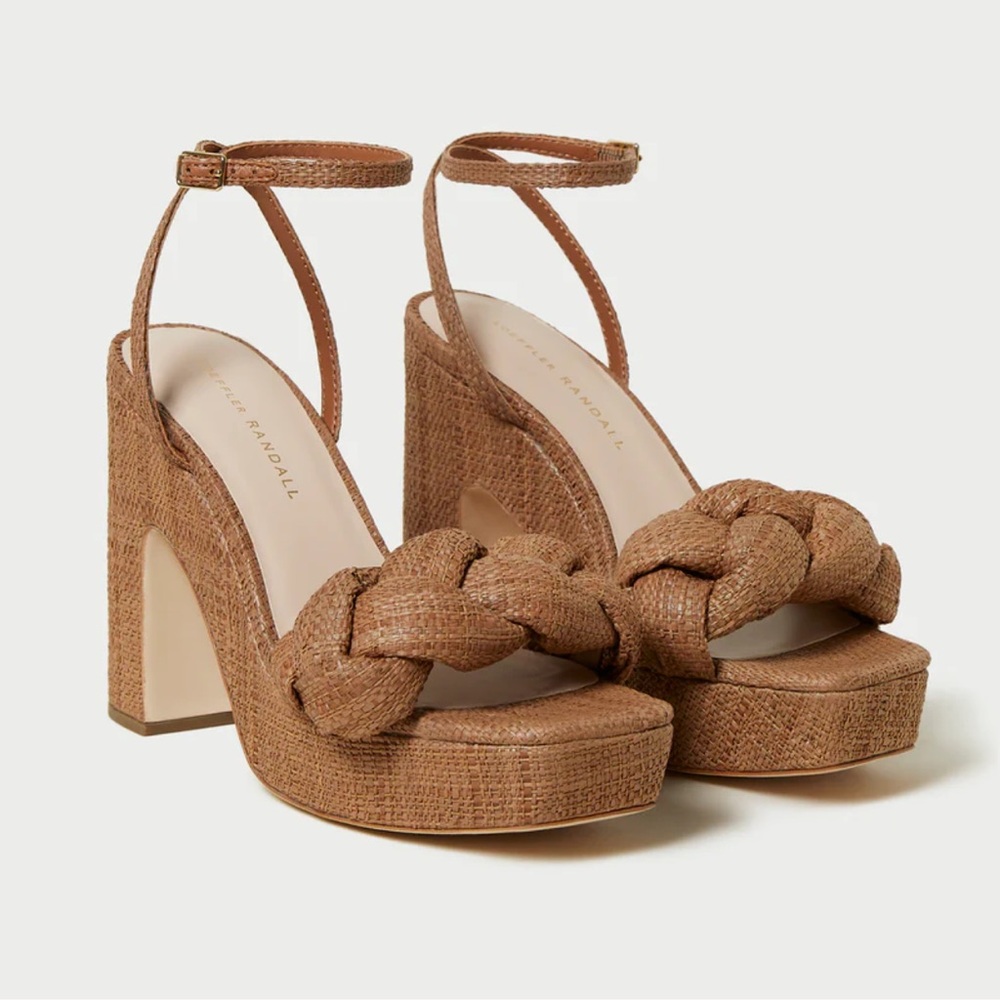Loeffler Randall Tan Braided Platform Sandals size 7.5 Eeuc